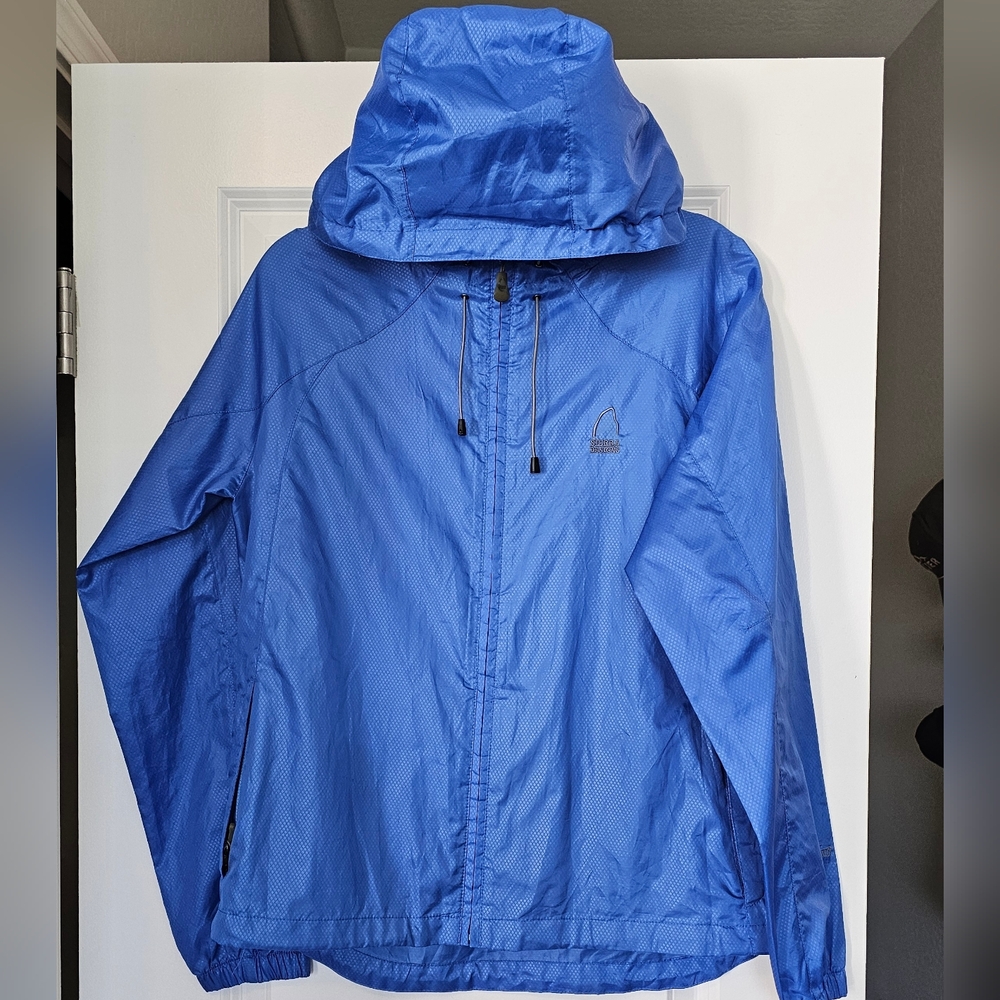 Sierra Designs Microlight Hooded Rain Jacket Blue Women’s M Lightweight Packable
